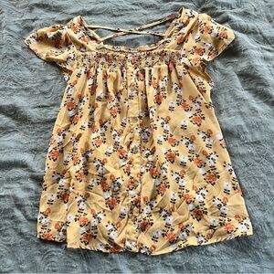 No Boundries Woman’s Spring Floral Cottagecore Smock Blouse Size XL